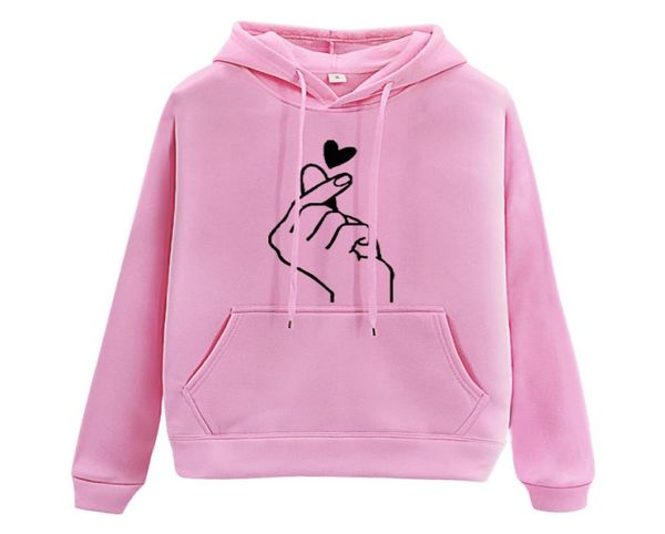 Harajuku Women039s Sweatshirt und Hoody Damen Oversize K Gelb Rosa Liebe Herz Finger Kapuze Lässige Hoodies für Frauen Mädchen8812789