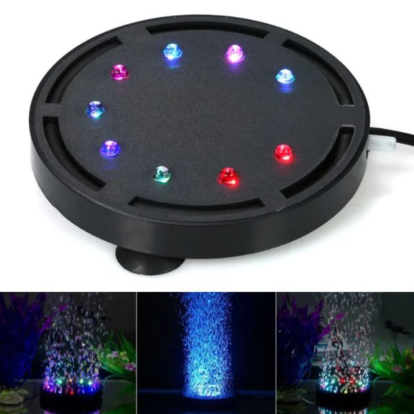 Acessórios 1pc aquário ar pedra bolha barra com luz led bomba de oxigênio subaquático aquário tanque de peixes aerador bomba pedra com ventosas