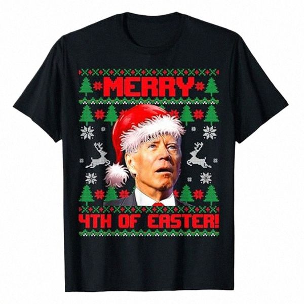 Merry 4th of Easter Engraçado Joe Biden Christmas Ugly Sweater T-Shirt Family Matching Xmas Costume Dizendo Tee Holiday Graphic Tops Q7MZ #