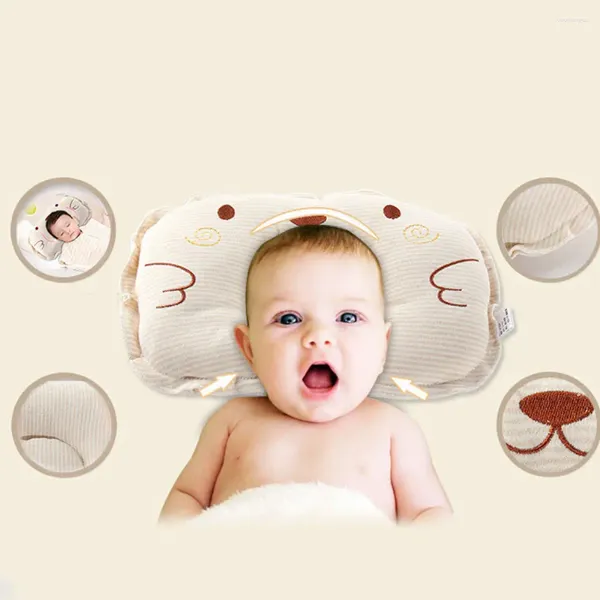 Travesseiro bebê forma criança sono posicionador anti rolo almofada plana cabeça proteção de almohadas
