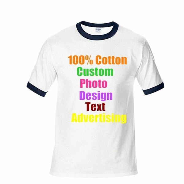 Testo Foto Logo Personalizzato Homme pubblicità Stampata T-shirt da uomo Color Block T-shirt O Collo Top Estate 2023 M943 #