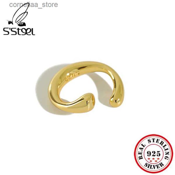 Polsino per orecchie Polsino per orecchie SSTEEL Corea del Sud S925 Orecchini a clip in argento sterling con orecchini in oro minimo Adatto per studentesse Polsini per le orecchie Paraorecchie di lusso Gioielli Y24