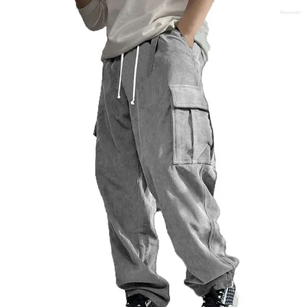 Мужские брюки 2024, весенне-летние мужские брюки-карго с несколькими карманами, уличная одежда, узкие рабочие брюки на молнии, вельветовые повседневные тактические брюки