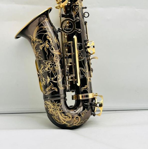 YAS875EX Altsaxophon Eb-Tuner, schwarz vernickelt, goldgeschnitzter Körper, professionelles Holzblasinstrument mit Kofferzubehör1129676