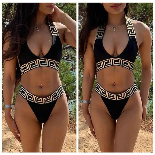 Designer de biquíni maiô swimwear mulheres maiô férias à beira-mar pescoço gravata nadar desgaste biquínis tamanho S-XL roupa de banho tanga maiô alta corte beachwear impressão sólida