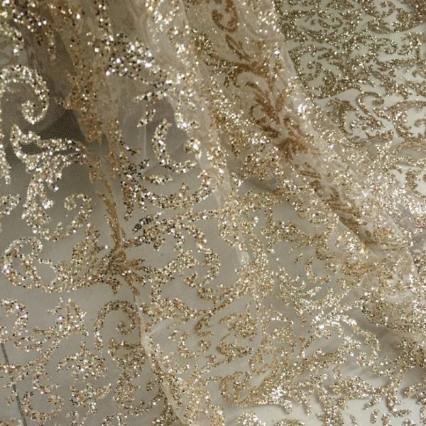 Tessuto scintillante polvere paillettes floreale pizzo trasparente tulle tessuto abito da sera abito da prestazione tessuto da cucire 0,5 yard