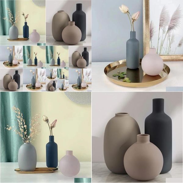 Vasos cerâmica moderna fazenda vaso neutro pequeno para mesa sala de estar prateleira estante entrega entrega casa jardim decoração otzfa