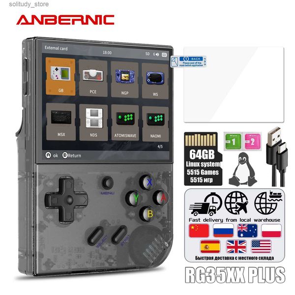 Tragbare Game-Player ANBERNIC RG35XX PLUS Retro-Handheld-Game-PlayerEingebauter 64G TF 5000+ Unterstützung für klassische Spiele-HDMI-TV Tragbar für Reisen Kinder Geschenk Q240326