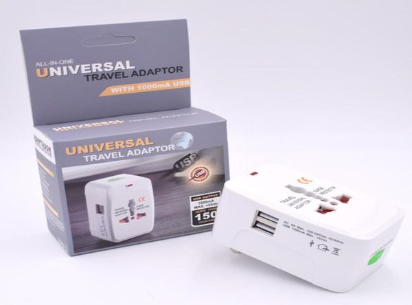 Universelles internationales Reise-Wandladegerät, Netzteil, Kopfhörer für Überspannungsschutz-Stecker, US UK EU AU AC Dual USB4905688