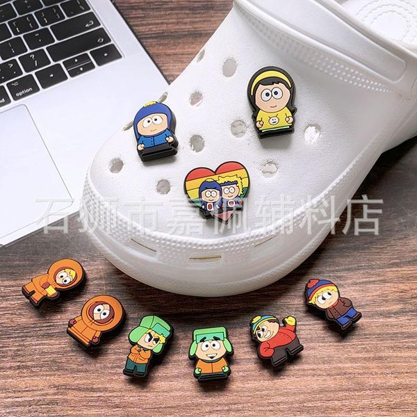 46Colors South Park Charms Anime Charms por atacado Memórias de infância Funny Gift Cartoon Charms Shoe Acessórios PVC Decoração de fivela de borracha macia Crep encanta