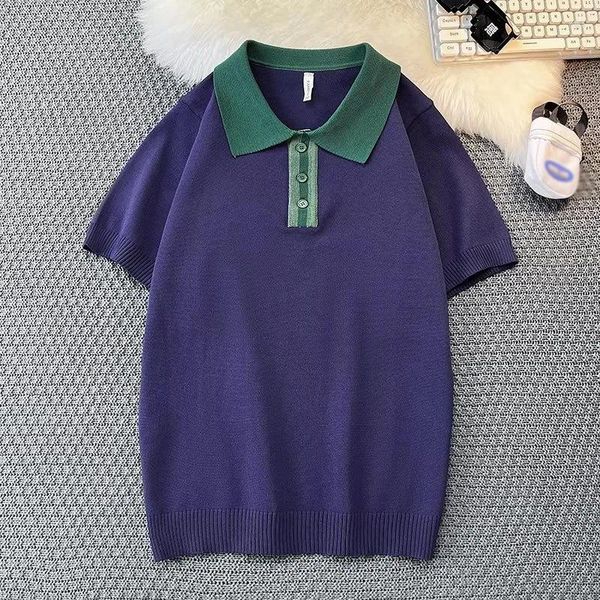 Poloshirts für Herren, frischer Stil, Poloshirts, Herren, gestrickt, Umlegekragen, geknöpft, T-Shirt, Frühling, Sommer, Herren, Freizeitkleidung, kurzärmelig, atmungsaktiv, Oberteile