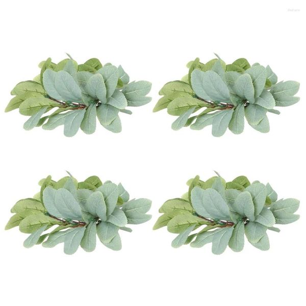 Flores decorativas 4 PCs Ring Rings Small Greenery Decor Wreath Plantas Artificiales decorativas para mesa de mesa de mesa