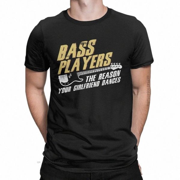 Uomini Bassisti Danze Grafica T-shirt Musica Chitarra Pure Cott Top Casual Girocollo Tee Shirt per uomo T-shirt stampata I18h #