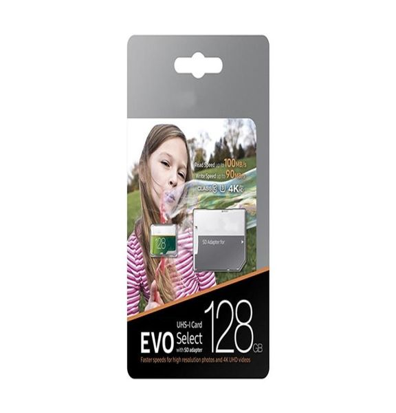 2019 Micro Memory Card da 256 GB da 128 GB 64 GB EVO Selezionare 100 MBS Classe 10 per Smartphones Camera Galaxy Note 7 8 S7 S85900909