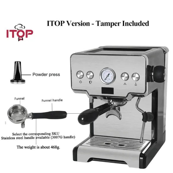 Tools ITOP 15 Bar italienische Espressomaschine mit Milchaufschäumer, halbautomatische Cappuccino-Kaffeemaschine, Heißwasser