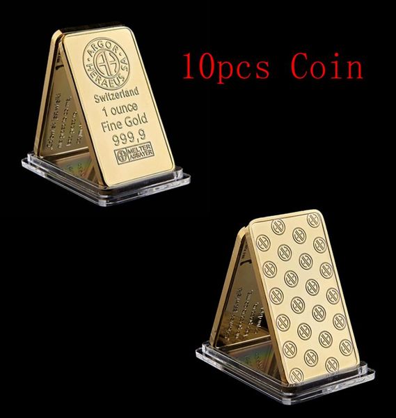 10pcs Arts and Crafts Switzerland Argorheraeus SA Melter Assayer Bullion 1 Unzen Feines Gold 9999 Bar mit Acrylgehäuse für Collec5070134