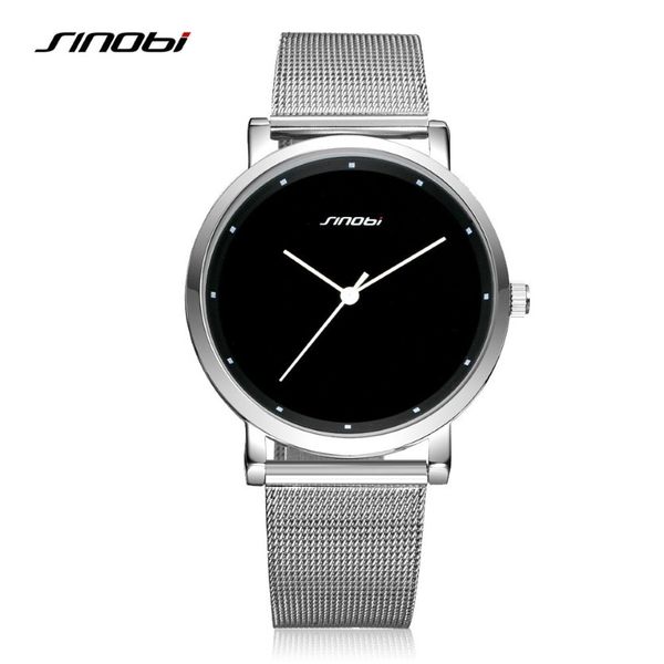 Sinobi Men Wrist Watches Moda Male simples Genebra Quartz Clock de aço inoxidável Casual Watch Black Montres Hommes Drop 3271