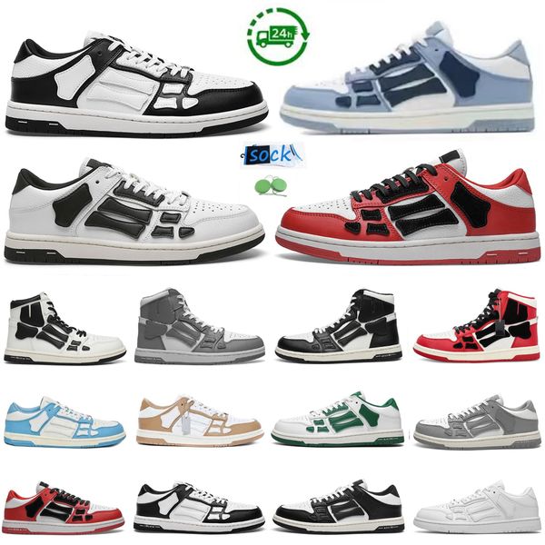 Skel Top Low High Erkek Kadın Günlük Ayakkabı Tasarımcısı İskelet Düz Spor Dantel Beyaz Siyah Mavi Yeşil Pembe Kırmızı Kırmızı Kemikler Mens Trainer Platform Spor Spor ayakkabıları 35-45