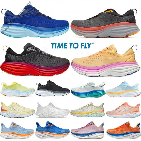 Top Quality New Time to Fly One Bondi Running Shoes Clifton 8 9 Preto Branco Treinador Sapatilhas Designer Mulheres Homens Verão Laranja Âmbar Mulheres Livres Pessoas Plataforma Sapatos