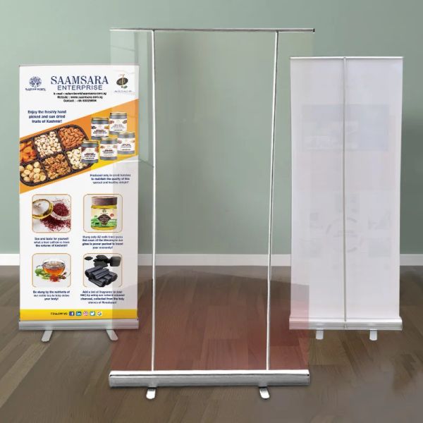 Accessori Pubblicità PET Roll up Personalizzato Portatile Economia Standard Poster Stand Banner Espositore verticale per centro commerciale Trasparente