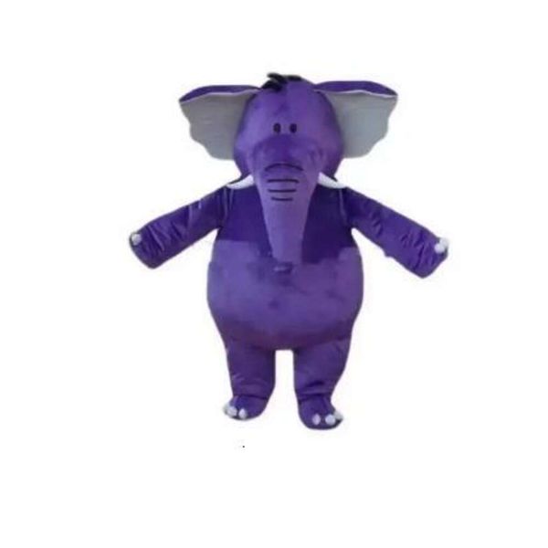 Trajes da mascote Natal Halloween Roxo Elefante Mascotte Dos Desenhos Animados De Pelúcia Vestido Fantasia Traje Da Mascote