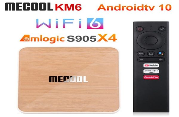 MECOOL KM6 DELUXE AMLOGIC S905X4 Caixa de TV Android 10 4GB 64GB WiFi 6 Google Suporte certificado AV1 BT50 1000m Configuração superior Box2026917