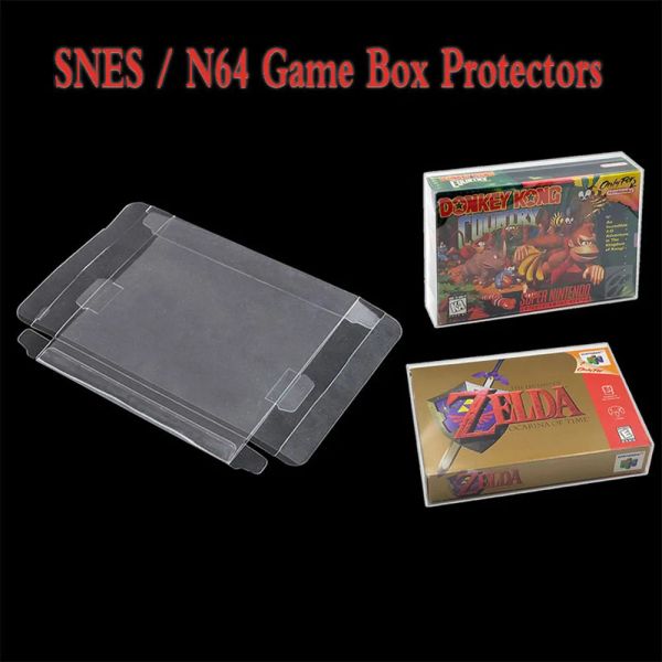 Produkte Clear Pet Plastic Game Cartridge Display Box Protector Sleeves Cover für Snes N64 Cib Boxed Gaming-Zubehör Super Nintendo En