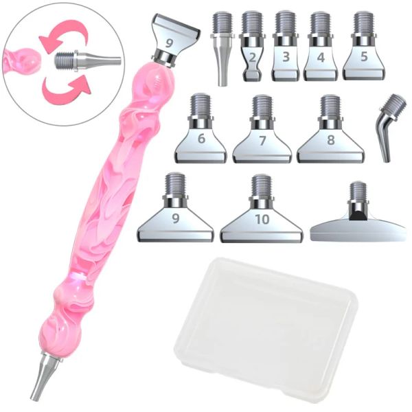 Ponto 1 conjunto 5d resina de cristal diamante pintura de caneta dicas de metal de ponto de perfuração de caneta de caneta bandeja de argila diamante pintura arte cruzamento de ferramenta kit de ferramenta