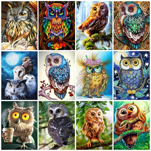 Stitch Azqsd 5D Diamond Mosaic Owl Negowwork Fai da te Set completo Diamond ricamo animale Immagine animale di decorazioni per la casa di strass