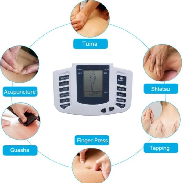 Zaagmachines Digital Electric Tens Acupuntura Estimulador Muscular Terapia para Massageador de Costas Pescoço Corpo Inteiro Ems 8 Modelos Cuidados de Saúde Hine