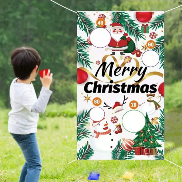 Acessórios véspera de natal jardim banner saco de feijão jogar bandeira santa boneco de neve natal festivo jardim decoração banner 75*135cm