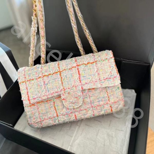 2024 Marca Moda Bolsa Casual de Alta Qualidade Xadrez Feminino Crossbody Corrente Botão Zíper Bolsa Requintada Carta Logo Desing A Tendência Clássica Vai Com Bolsas Coloridas