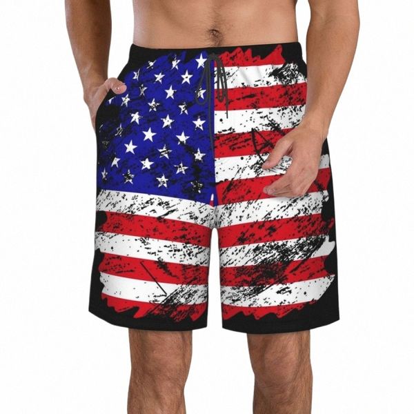 2022 ABD Polyester 3D Baskılı Erkekler Plaj Şortları Vintage Country Flag Shorts Street Giyin