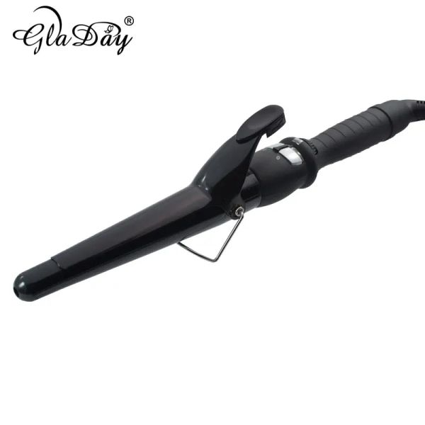 Ferros de controle de temperatura digital ferramentas estilo cone cerâmica cabelo curling ferro tong modelador de cabelo rolo curling wand com clipe