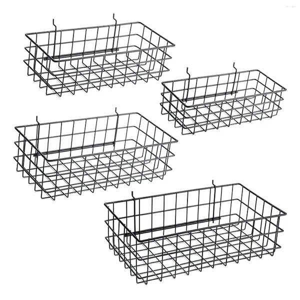 Contenitori per cucina Cestini con pannelli forati Set di 4 ganci per qualsiasi pannello con pioli Contenitori per scaffali in filo metallico Organizzare gli strumenti Accessori per banchi da lavoro Garage