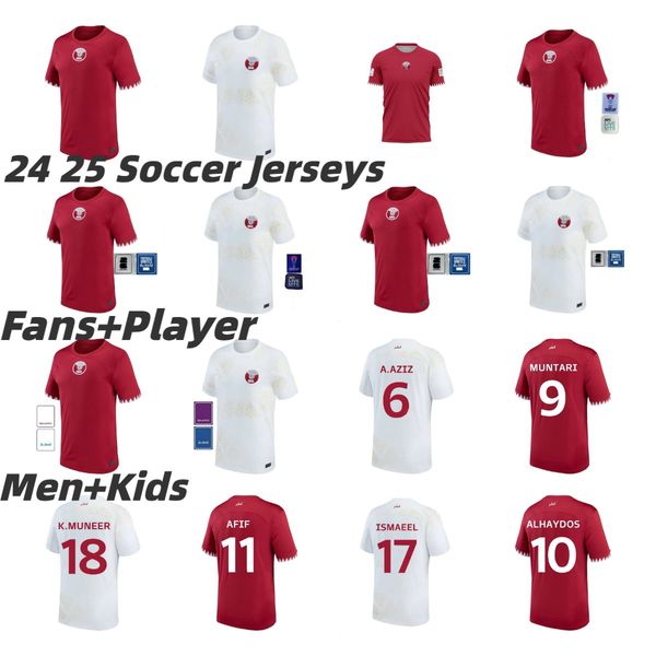 2024 2025 Katar Muntari Erkekler Futbol Formaları Milli Takımı Afif Alhaydos Alaaeldin Abdelkarim Boualem Futbol Gömlekleri Kısa Kol Hassan Üniforma Asya Kupası