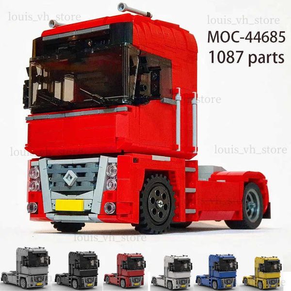 Blöcke MOC-44685 Technische LKW-Bausteine für Engineering Container Traktor Magnum 4 x 2 mit Leistungsfunktionen Spielzeugfahrzeugmodelle T240325