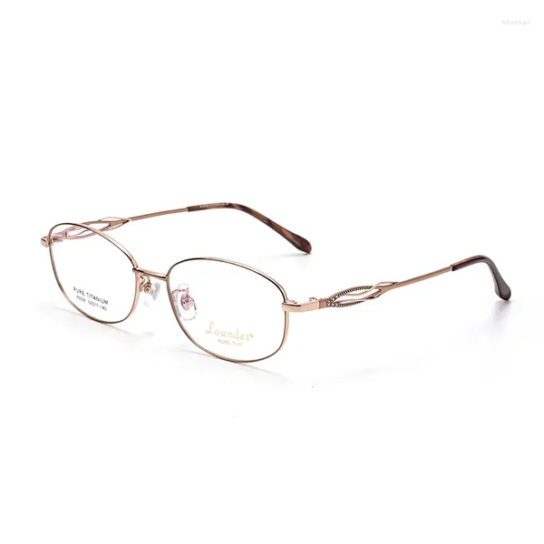 Sonnenbrillenrahmen Superleichte Myopiebrille Frauen Ovale Brillen Hohle Tempelbrille Elegante Brillen IP-Beschichtung Reines Titan Optisch