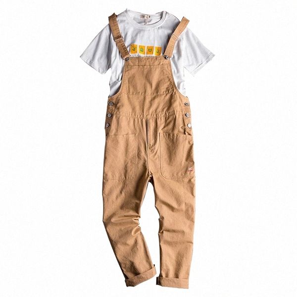 Lose große Taschen für Herren, Cargo-Latzhose, lässige Overalls, Hosenträger, Overalls, Khaki, Armeegrün, Hose s4cW #