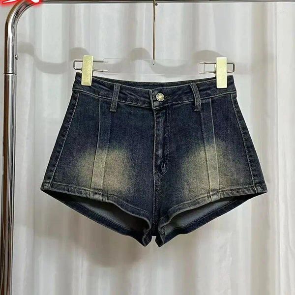 Shorts feminino azul mini denim moda y2k jeans vintage streetwear coreano cowboy calças curtas 2000s roupas verão 2024