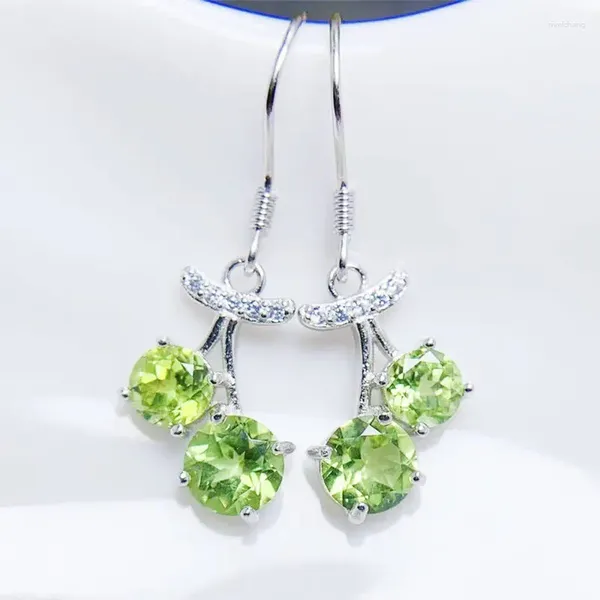 Brincos pendurados Natural Real Peridot Brinco de gota 925 prata esterlina 0,3ct 2 peças 0,9ct pedras preciosas joias finas T23391