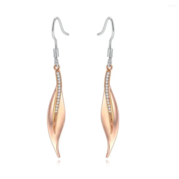 Orecchini pendenti stile classico a forma di foglia caduta orecchino a goccia per le donne ragazza zirconi rosa oro bianco colore regalo gioielli di moda E395