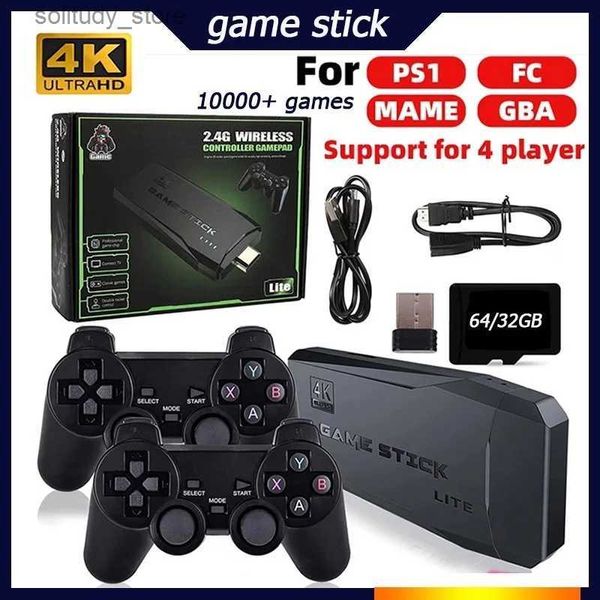 Jogadores de jogos portáteis Video Game Stick M8 e 10000/3500 Classic Retro Game Console Video Wireless 2.4G Controller Box 4K HDMI HD Li Q240326