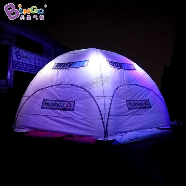 Personalizzato 10x10x4.5mH (33x33x15ft) 6 gambe Tenda ragno gonfiabile/luci a LED cupola ad aria compressa tenda da festa giocattoli sportivi