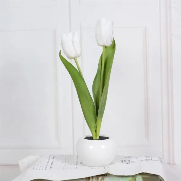 Lâmpadas de mesa buquê lâmpada cabeceira el quarto atacado tulipas flores artificiais sala de estar jardim decoração de casa est 2024
