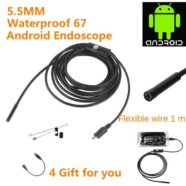 Yeni 2024 5.5mm yüksek tanımlı su geçirmez Android cep telefonu bilgisayar USB Endoskop Video Endüstriyel Boru Hattı Endoskop 1m