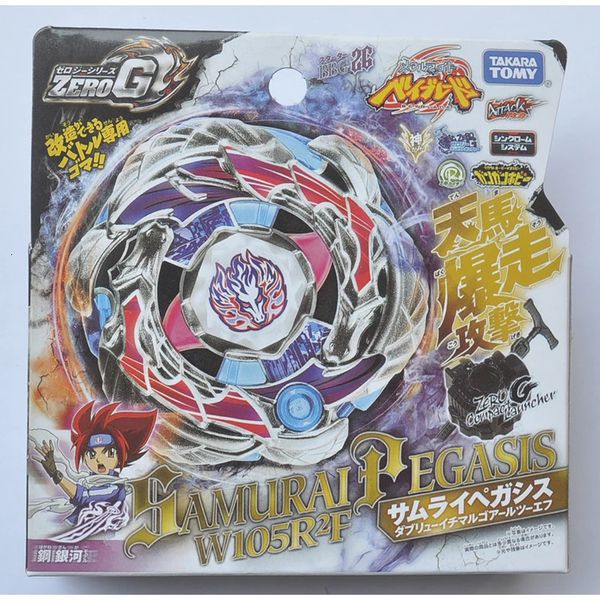 Tomy Beyblade Metal Battle Fusion Top BBG26 ZERO G SAMURAI PEGASIS W105R2F mit CONPACT LAUNCHER 240304