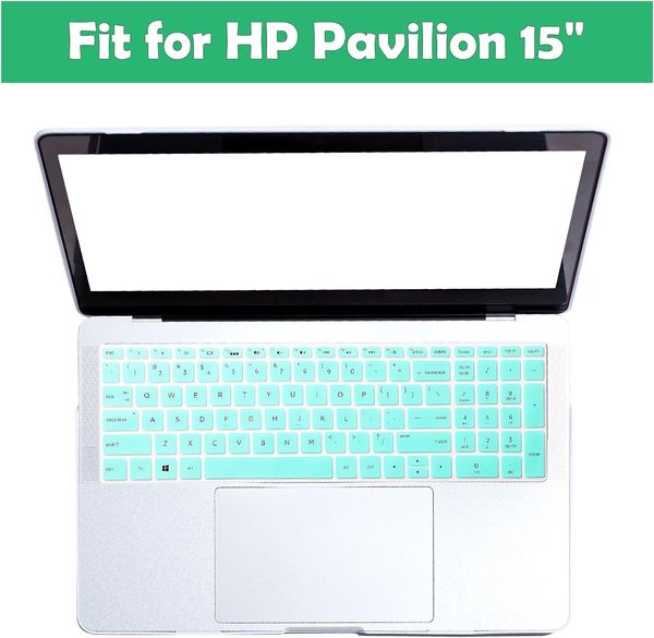 Ультратонкий силиконовый чехол для клавиатуры, защитная пленка для клавиатуры, бирюзовый чехол для клавиатуры ноутбука, пленка, аксессуары, совместимые с ноутбуком HP Pavilion 15