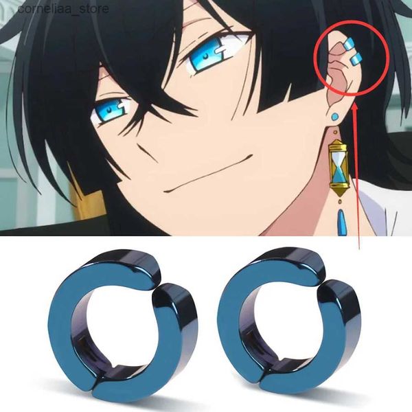 Orelha manguito orelha manguito vanita earstuds anime vanita mesmo azul earbone clipe masculino jóias de aço inoxidável role play personalização y240326