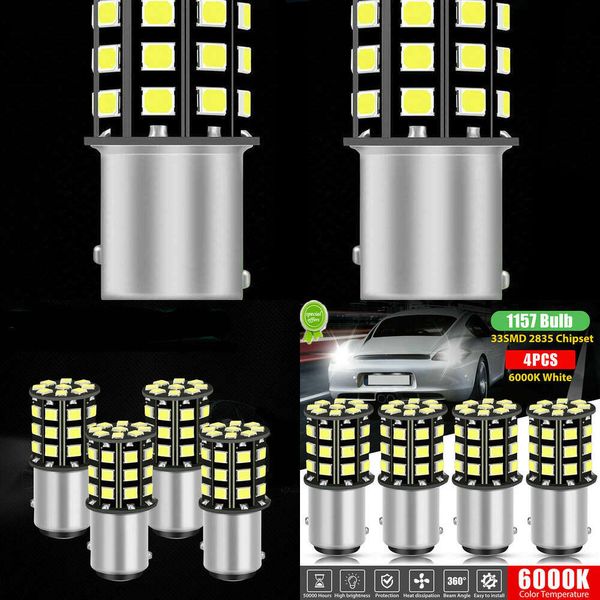 Aggiornamento 2/4 pezzi 1157 33 SMD luci di stop a LED per auto bianche indicatori di direzione luci di coda lampadine a LED per retromarcia automatica